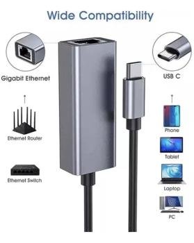 Adaptador Ethernet Usb Tipo C 3.0 A Rj45 Red Lan Gigabit, Adaptador Usb Tipo C A Usb 3.0 Compatible Con Macbook Pro Gitifo