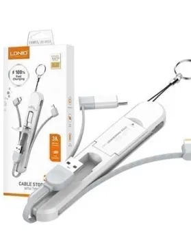 Cable De Carga Rápida Tipo C Blanco 3 En 1 LDNIO 3,8 A