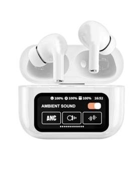 Audifonos Inalambricos Bluetooth A9 Pro Blancos Pantalla Tactil