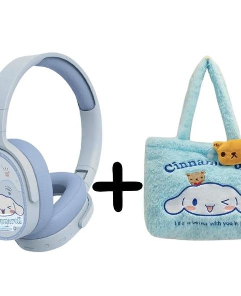AURICULAR DIADEMA BLUETOOTH SANRIO + ESTUCHE DE FELPA