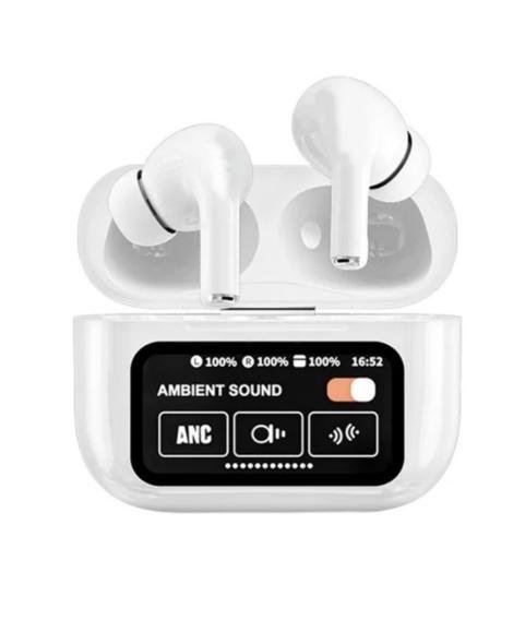 Audifonos Inalambricos Bluetooth A9 Pro Blancos Pantalla Tactil